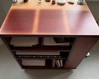 Modern Wood Veneer Rolling Media Cart