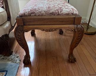 Chippendale Style Mahogany Footstool with Ball and Claw Feet by Wesley Hall
