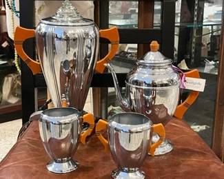 Silverplate Tea or Coffee Set Bakelite Handles