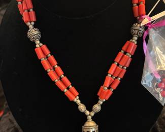 Coral Necklace on Nepal Silver