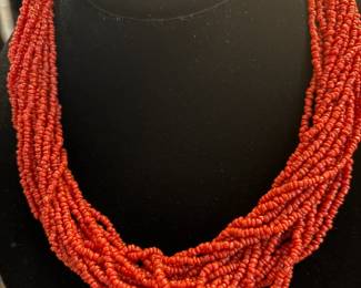 Multi Strand Coral Necklace