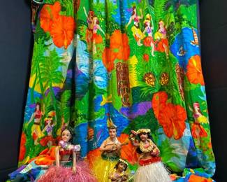 Vintage Hawaiian Dashboard Hula Dancers  Handmade Mumu Dress L