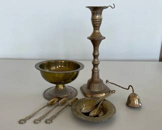 Brass Tone Candle Holder Mini Spoons Round Dish and More