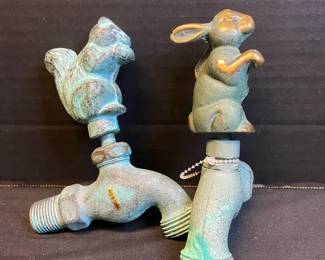 Cast Metal Bunny  Squirrel Garden Faucet Spigots