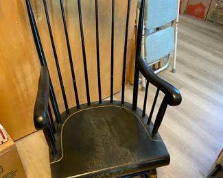 Nichols  Stone Co Black Painted Rocking Chair With Gold Detail