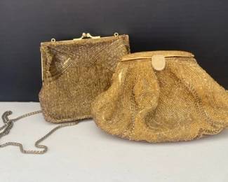 2 Vintage Gold Tone Beaded Purses