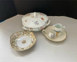 Limoges Lidded Tureen with Lenox Dish and More Gold Rimmed Porcelain