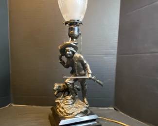 Sculpture Of Rip Van Winkle  His Dog Wolf Table Lamp