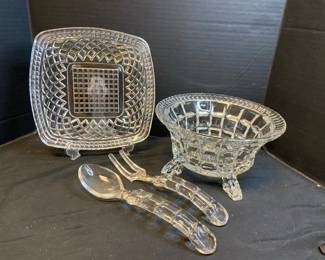 Glass Salad Bowl Serving Pieces  Square Plate