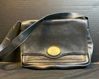 Frank Clegg Black Leather Purse With Etched Sailing Boat Clasp