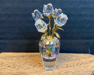 Swarovski Crystal Rose Vase With GemsMemoriesSecrets Collection
