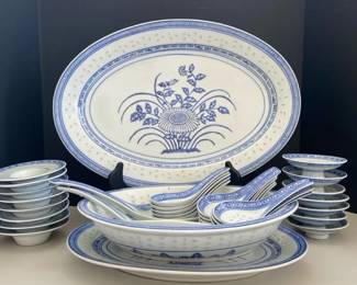 Vintage Chinese Rice Grain Porcelain Service ware
