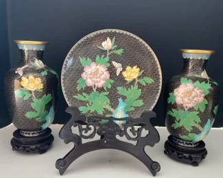 Vintage Chinese Cloisonn Ware Brass And Enamel