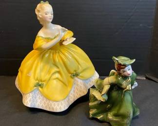 Vintage Royal Doulton Porcelain Girl The Last Dance  Napco Lady In Green Dress