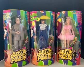 1998 Trendmasters Austin Powers Dr Evil And Fembot Posable Dolls
