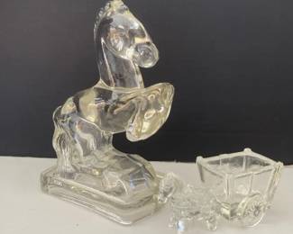 2 Vintage Glass Horses