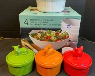 Porcelain Serving Bowls Martha Stewart Lidded Ramkins  Corningware Dish