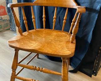 Low Back Windsor Arm Chair Patterned Wood