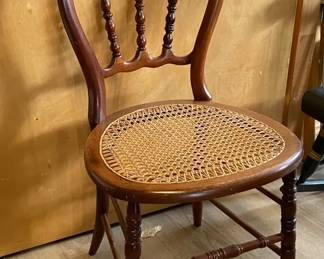 Victorian Cane Seat Spindle Balloon Back Chair