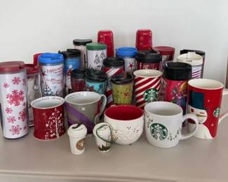 Huge Collection of Starbucks Christmas Mugs Reusable Cups and Thermoses