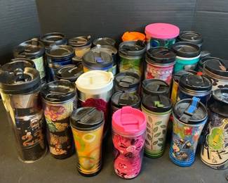Large Lot Of Various Starbucks Tumblers With Lids