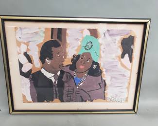 053  Lot 138  Signed Charlette mixed media painting