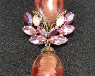 Lot 180  Vintage signed Regency art glass and rhinestone