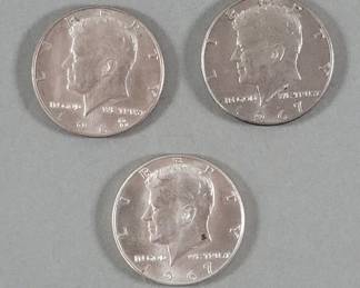 Lot 361  Three United States Kennedy half dollar coins