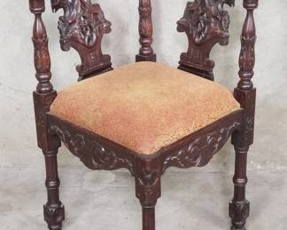Lot 457  Renaissancestyle carved mahogany corner chair