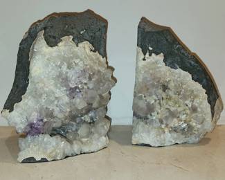 Lot 302h  Large split amethyst geod bookends