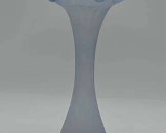Lot 457h  Vintage pale blue satin glass vase with ruffled