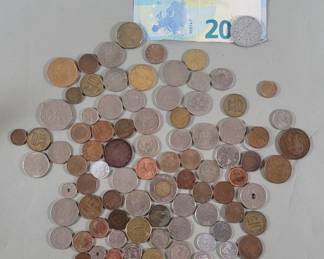Lot 355  Group of foreign coins and currency