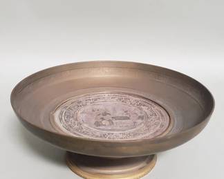 155  Lot 542  French bronze tazza featuring a engraved silver
