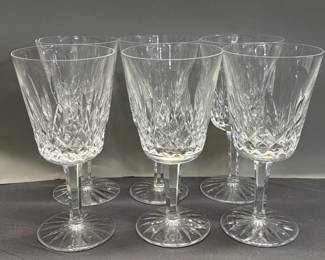 159  Lot 476  Six Waterford Lismore crystal claret wine glasses