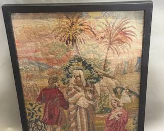 Lot 273  Framed petit poit in acrylic