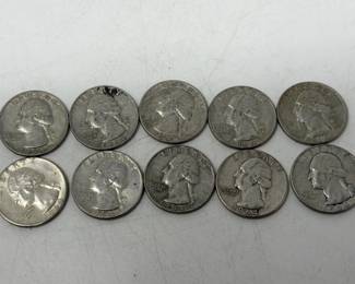 Lot 82  10 silver quarter coins