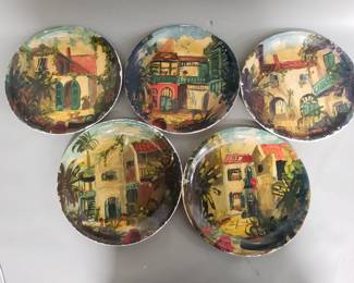 Lot 540  Five vintage hand painted Shenandoah Ware plates