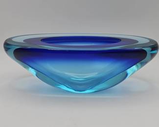 Lot 392h  Midcentury handblown layered blue art glass