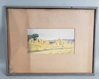 066  Lot 441  Antique signed watercolor painting info on verso