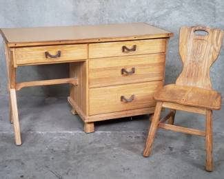 Lot 394  A. Brandt Ranch Oak desk with chair