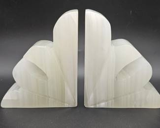 Lot 557h  Vintage carved onyx bookends