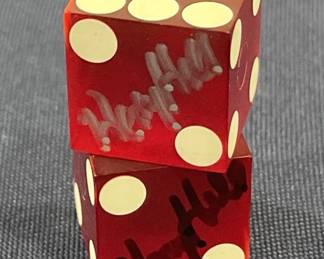 117  Lot 378h  Pair of signed casino dice by mobster Henry Hill