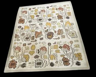 Lot 351h  Large offwhite pixilatedstyle area rug with