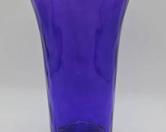 Lot 550h  Vintage purple glass vase with wavy optic texture
