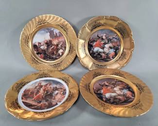 Lot 386  Four vintage German porcelain plates with gilt