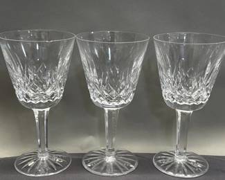 157  Lot 393  Three Waterford crystal lismore claret wine