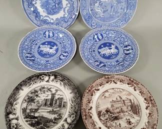 Lot 388  Six porcelain transferware plates