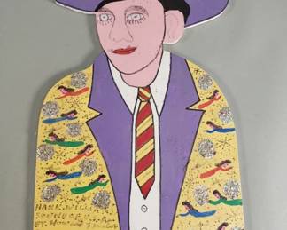 004  Lot 110  Howard Finster signed cutout wood portrait of