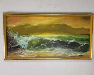 063  Lot 330h  Mid Century hand painted oil on canvas