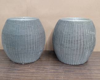 Lot 422  Pair of Crate Barrel hand woven wire and iron